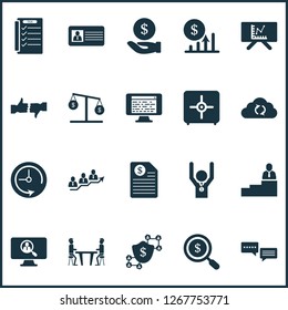 Team icons set with hand money, tasklist, team success financial elements. Isolated vector illustration team icons.