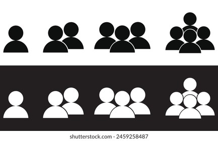 conjunto de iconos del equipo. Líder y trabajadores. Logo de Equipo. Ilustración vectorial Imagen. Aislado sobre fondo blanco y negro.