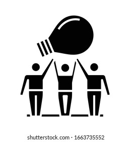 Team idea black icon, concept illustration, vector flat symbol, glyph sign.