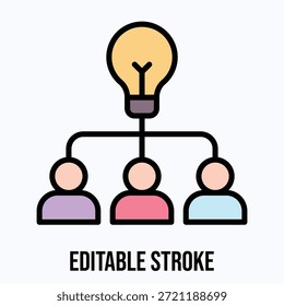 Ícone editável do estilo da cor linear do vetor isolado da inovação da ideia da equipe Traço editável