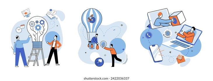 Team idea vector illustration. Achievement is outcome effective teamwork, innovative thinking, and strategic implementation Professional occupation demands continuous learning, development