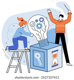 Team idea vector illustration. Collaboration is key to achieving success through innovative strategies and teamwork A well defined business strategy provides framework for innovation and growth