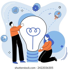 Team idea vector illustration. Creativity is driving force behind companys groundbreaking solutions and competitive advantage The team idea concept fosters culture collaborative thinking, creative