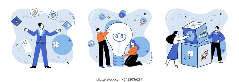 Team idea vector illustration. The team idea metaphor captures collective brilliance and problem solving potential Successful partnerships flourish when teams collaborate, exchange ideas, and inspire