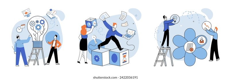 Team idea vector illustration. Successful partnerships flourish when teams collaborate, exchange ideas, and inspire one another Collaboration is vital for achieving success through innovative