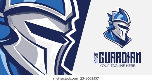 Team Identity: Blue Knight Guardian Mascot Vector Logo Design with Modern Sport, Esport Illustration Concept for Badge, Emblem, T-shirt Printing