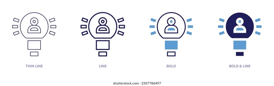 Icono de innovación de Equipo en 4 estilos diferentes. Línea delgada, línea, negrita y línea negrita. Estilo duotono. Trazo editable.