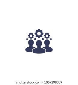 team interaction, HR, management icon on white