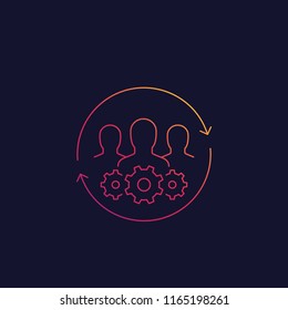 team interaction, HR, management line icon