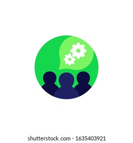 team interaction, management icon on white
