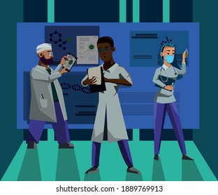 Team of international and interracional scientists work together to create new medicine or vaccine