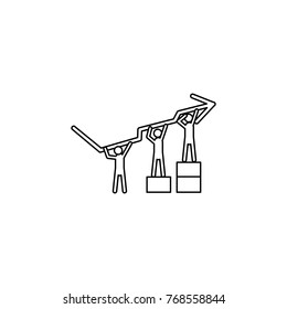 team jointly raise chart indicators icon. Team work element. Premium quality graphic design. Signs, outline symbols collection, simple thin line icon for websites on white background