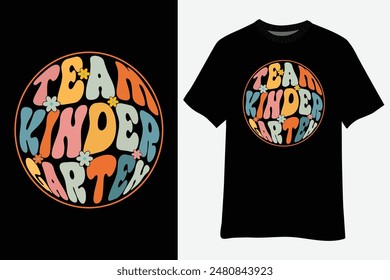 Team Kindergarten Groovy Wavy Back to School Teacher Student T-Shirt Design