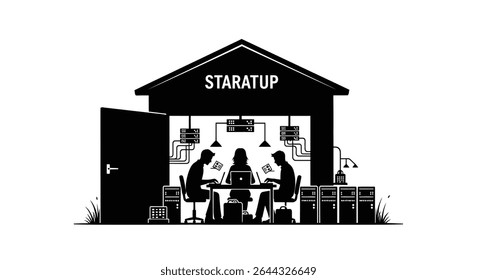 A team launching a startup from a garage surrounded by tech.jpg	Entrepreneur Team Launching Startup Garage Surrounded Technology Innovation	A dynamic team of entrepreneurs enthusiastically launches a 