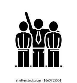 Team leader black icon, concept illustration, vector flat symbol, glyph sign.