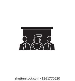 Team leader black vector concept icon. Team leader flat illustration, sign