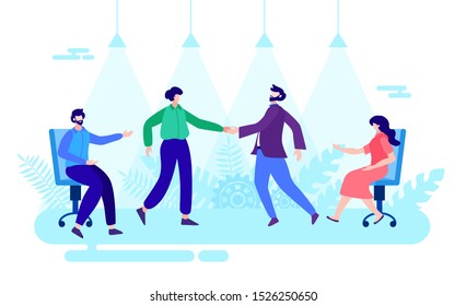 team leader congratulating in meeting vector illustration