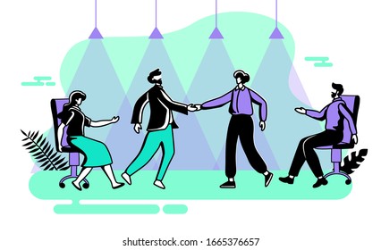 team leader congratulating in meeting vector illustration