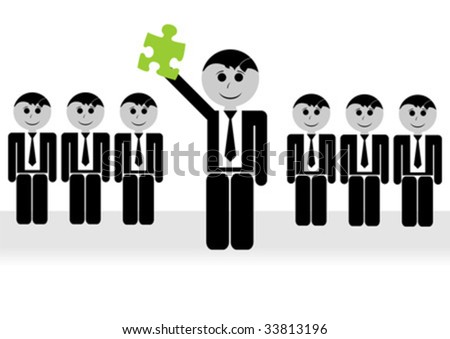 Team leader and his team finding a conceptual solution