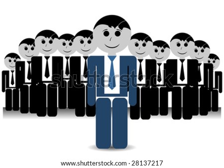 Team leader with his stuff over white background