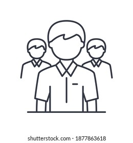 Icono de líder de equipo, ilustración lineal aislada, vector de línea delgada, signo de diseño web, símbolo de concepto de contorno con trazo editable sobre fondo blanco.