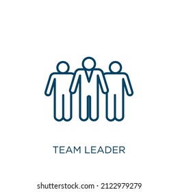 icono de líder de equipo. Icono de contorno de líder lineal delgado del equipo aislado en fondo blanco. Signo de líder de equipo de vector de línea, símbolo para web y móvil