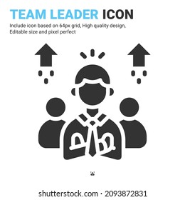 Vector de icono de líder de equipo con estilo de glifo aislado en fondo blanco. Icono de símbolo de señalización de la ilustración del vector para empresas, finanzas, industria, empresa, aplicaciones, web y proyecto