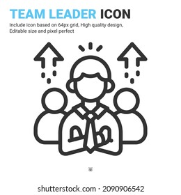 Vector de icono de líder de equipo con estilo de contorno aislado en fondo blanco. Icono de símbolo de señalización de la ilustración del vector para empresas, finanzas, industria, empresa, aplicaciones, web y proyecto