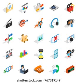 Team leader icons set. Isometric set of 25 team leader vector icons for web isolated on white background