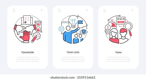 Team and leader - line design style banners set