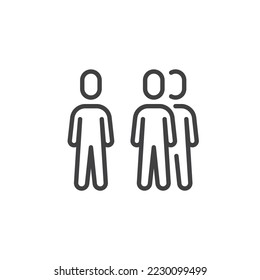Team leader line icon. Three person linear style sign for mobile concept and web design. Group of people outline vector icon. Symbol, logo illustration. Vector graphics