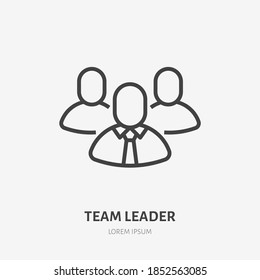 Team leader line icon, vector pictogram of employer with employee. Businessman stroke sign for company.