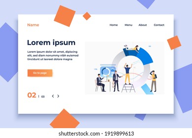 Team leader managing project. Office employees building diagram. Analysis concept. Vector illustration can be used for topics like statistics, data analyzing, management