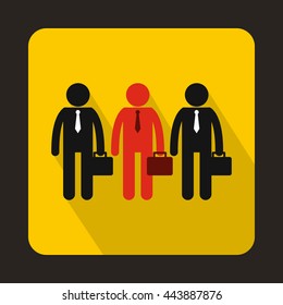 Team leader men in flat style on a yellow background