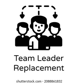 Team leader replacement in glyph design icon 