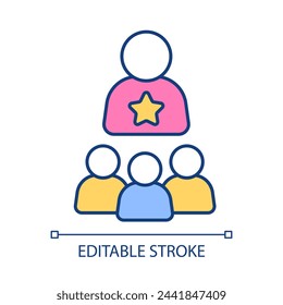 Team leader RGB color icon. Role of leadership. Great manager. Best worker. Employee engagement. Isolated vector illustration. Simple filled line drawing. Editable stroke. Arial font used