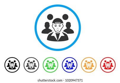 Team Leader rounded icon. Style is a flat team leader gray symbol inside light blue circle with black, gray, green, blue, red, orange variants. Joy team leader vector icon.