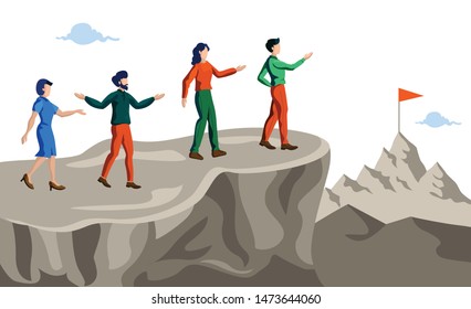 team leader showing path to success vector illustration concept