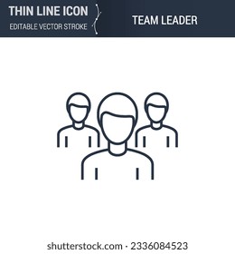 Team Leader Symbol Icon. Sleek Thin Line Business Icon. Stroke Pictogram Graphic for Web Design. High-Quality Outline Symbol Concept. Premium Monoline Aesthetic. Simple and Elegant Logo Design.