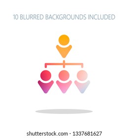 Team and leader, teamwork, business icon. Colorful logo concept with simple shadow on white. 10 different blurred backgrounds included