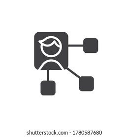 Icono vectorial del líder del equipo. La conexión de la gente llenó el signo plano para el concepto móvil y el diseño web. Trabajo en equipo, icono del glifo de liderazgo. Símbolo, ilustración del logotipo. Gráficos vectoriales