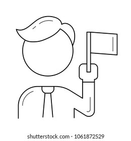 Icono de línea vectorial del líder del equipo aislado en fondo blanco. Icono de línea líder del equipo para infografía, sitio web o aplicación.