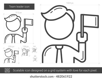 Team leader vector line icon isolated on white background. Team leader line icon for infographic, website or app. Scalable icon designed on a grid system.