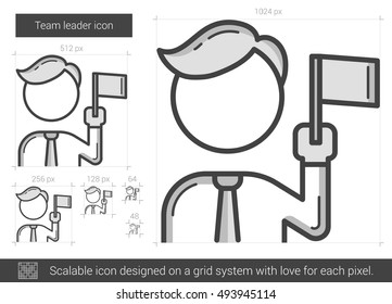 Icono de línea vectorial del líder del equipo aislado en fondo blanco. Icono de línea líder del equipo para infografía, sitio web o aplicación. Icono escalable diseñado en un sistema de cuadrícula.