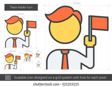 Team leader vector line icon isolated on white background. Team leader line icon for infographic, website or app. Scalable icon designed on a grid system.