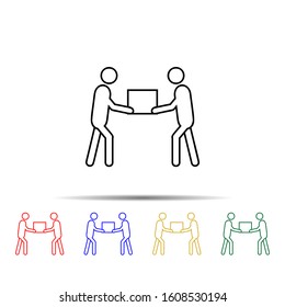 Team Lifting Heavy Object multi color style icon. Simple thin line, outline vector of team work icons for ui and ux, website or mobile application
