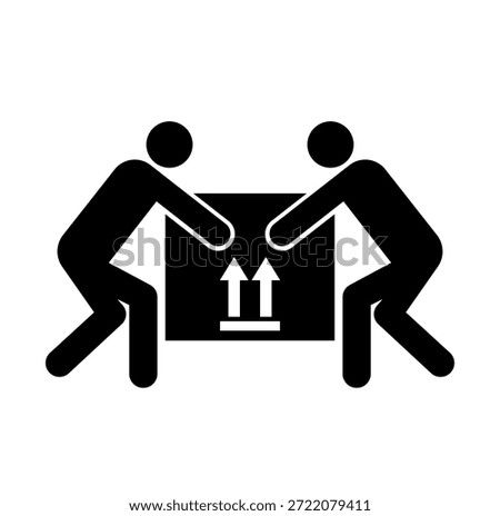 Team Lifting Required Black Icon, Vector Illustration, Isolate On White Background Label. EPS10