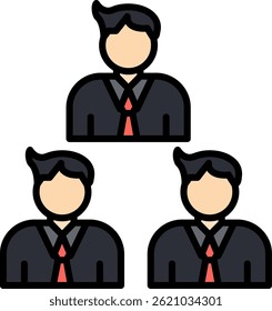 Design de ícone de vetor preenchido de linha de equipe