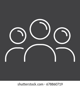 Team line icon, business and group, vector graphics, a linear pattern on a black background, eps 10.
