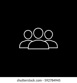 Team line icon, seo & development, people sign, a linear pattern on a black background, eps 10.